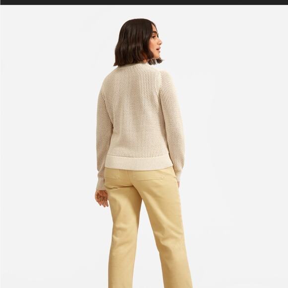 EVERLANE The Mesh‎ Soft Cotton Sweater in Cream Size XS NWOT - Picture 3 of 8